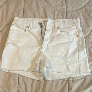No Boundaries White Jean Shorts Distressed Mid-Thigh